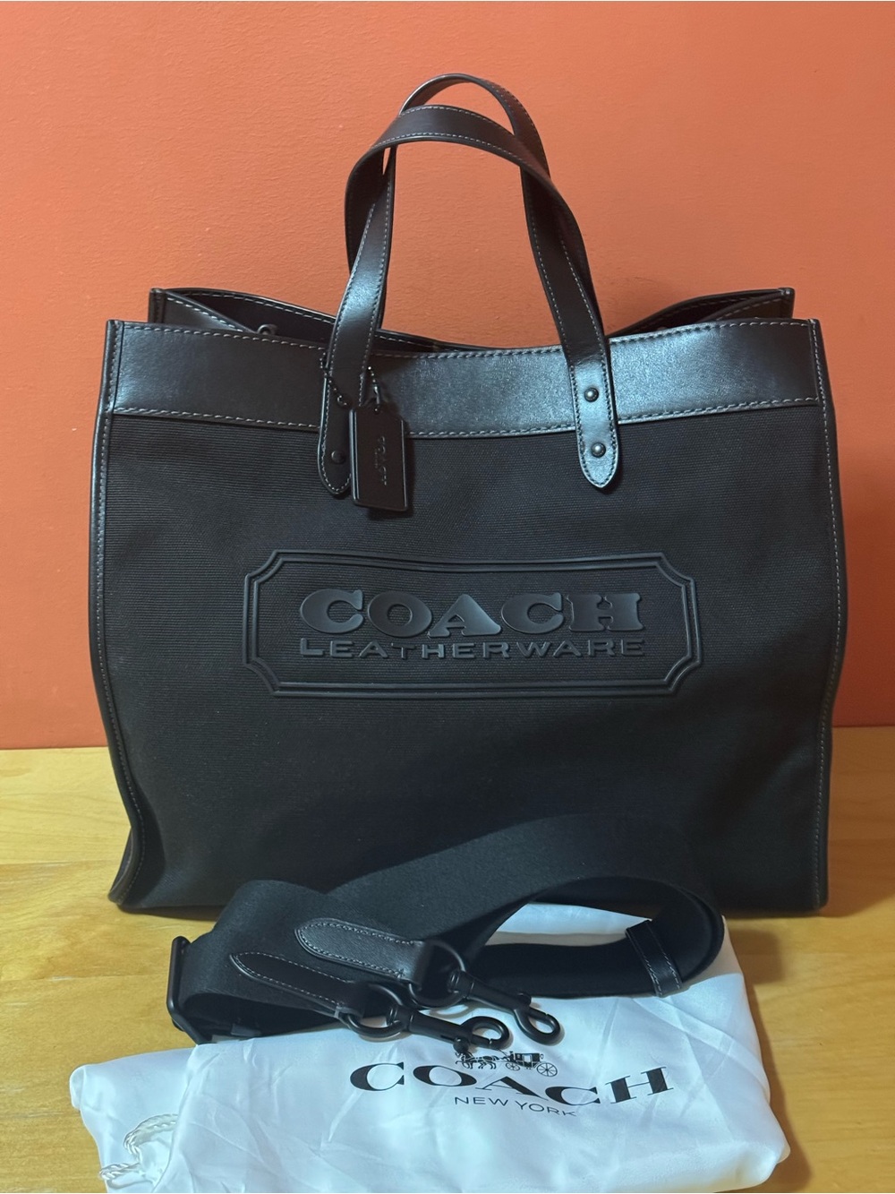 MINT Coach 1941 Field Tote 40 Black Canvas Leather Bag FULL SET